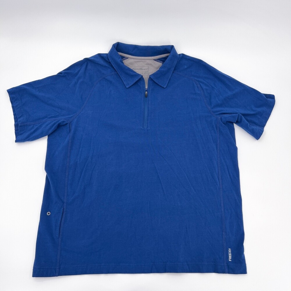 Eddie Bauer Shirt Mens Extra Large Blue Polo Pullover Short Sleeve Freedry